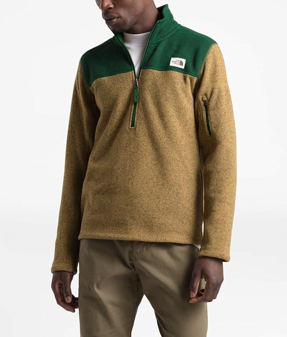 The North Face Men's TKA Glacier 1/4 Zip Fleece Jacket Large Khaki Night Green